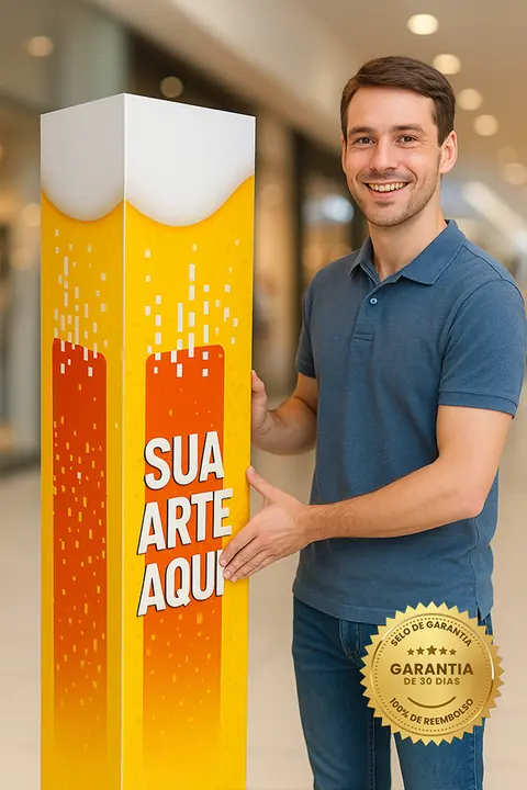 Display Triedro 3 Faces 40x180 cm em Polionda Adesivado